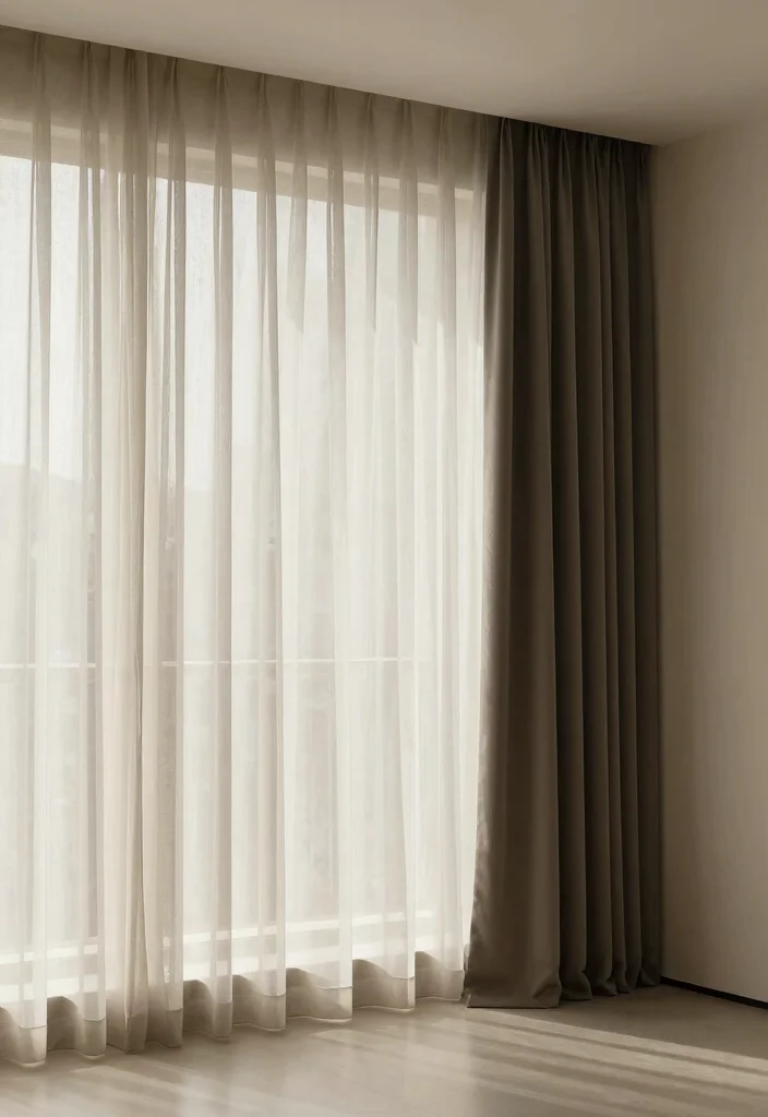 16 Sheer Curtains With Blackout Curtains Ideas That Layer Beautifully - 11. Minimalist Earthy Tones 1