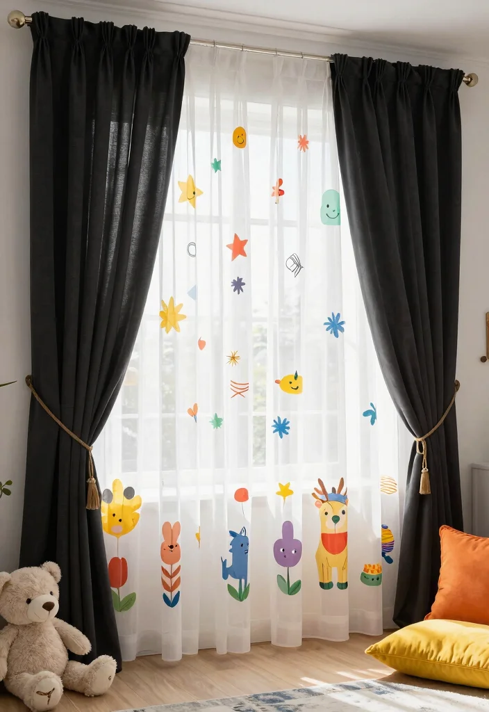 16 Sheer Curtains With Blackout Curtains Ideas That Layer Beautifully - 13. Whimsical Layers for Playful Spaces 1