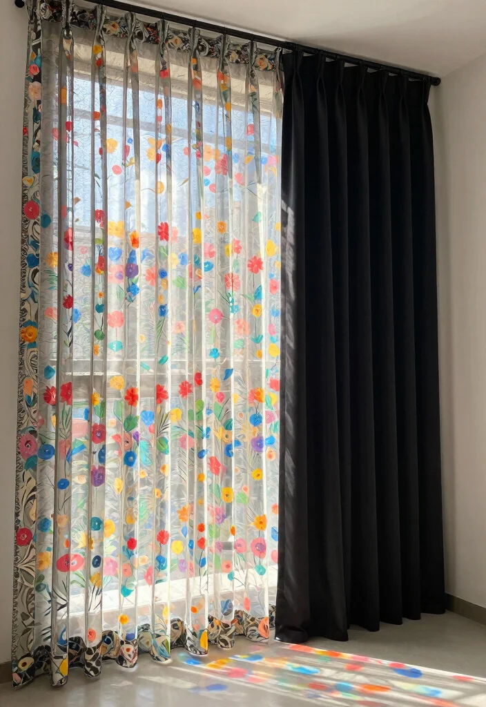 16 Sheer Curtains With Blackout Curtains Ideas That Layer Beautifully - 5. Playful Patterns with Sheer Fabrics 1