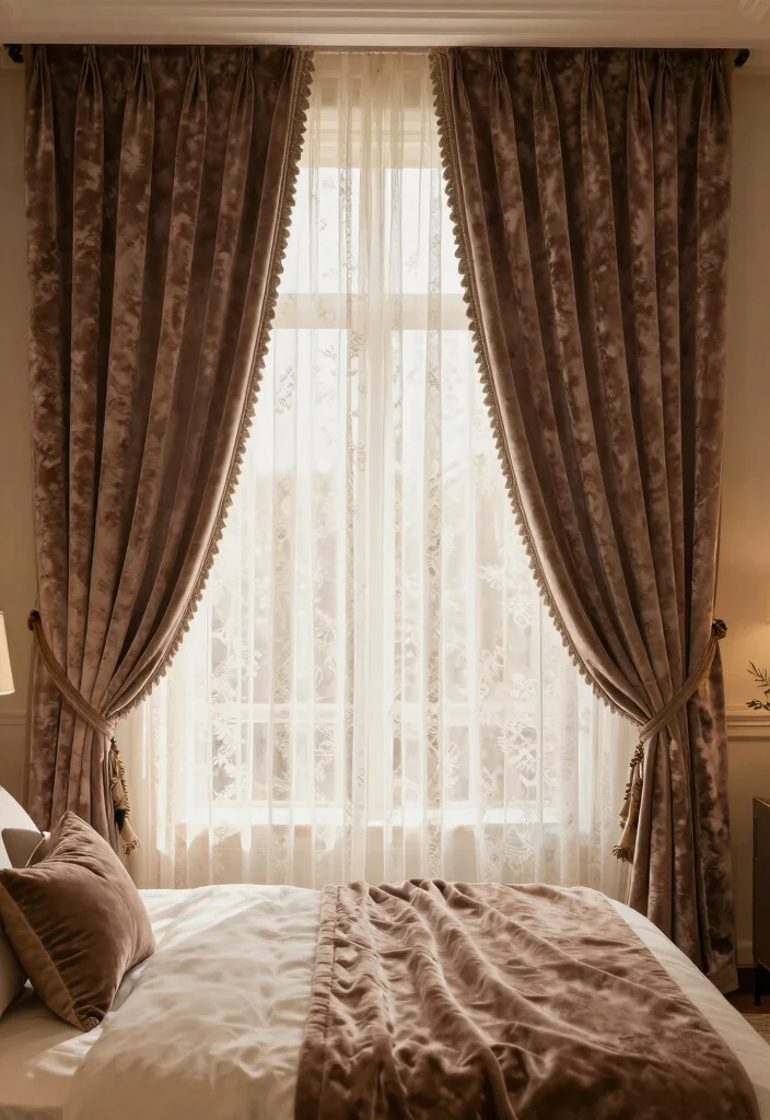 16 Sheer Curtains With Blackout Curtains Ideas That Layer Beautifully - 6. Luxurious Layering with Textures 1