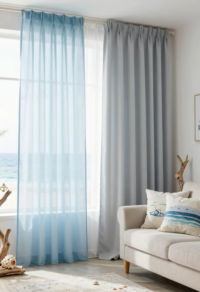 16 Sheer Curtains With Blackout Curtains Ideas That Layer Beautifully - 7. Coastal Breeze with Light Fabrics 1