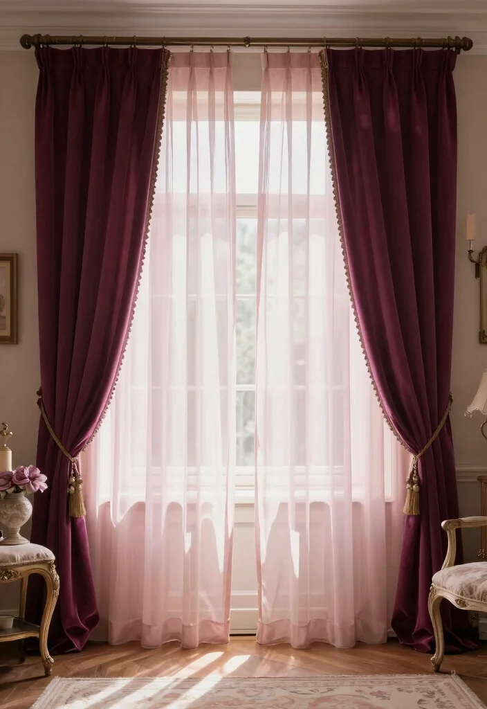16 Sheer Curtains With Blackout Curtains Ideas That Layer Beautifully - 8. Vintage Charm with Soft Pastels 1