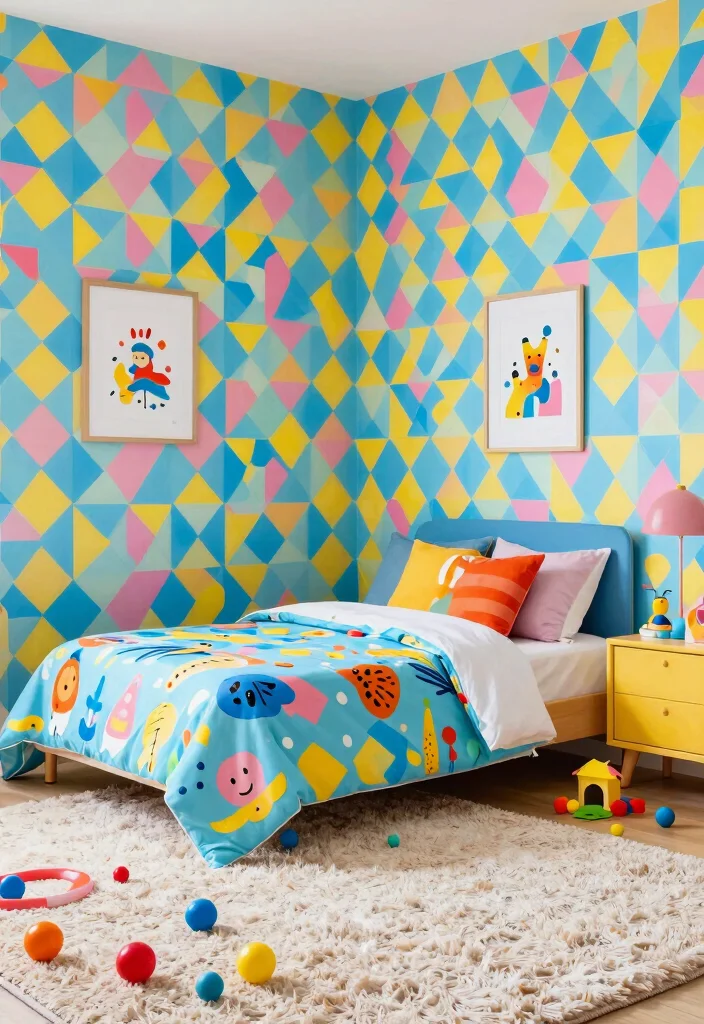 16 Wallpaper for Wall Ideas That Transform Any Room - 4. Vibrant Geometric Patterns 1