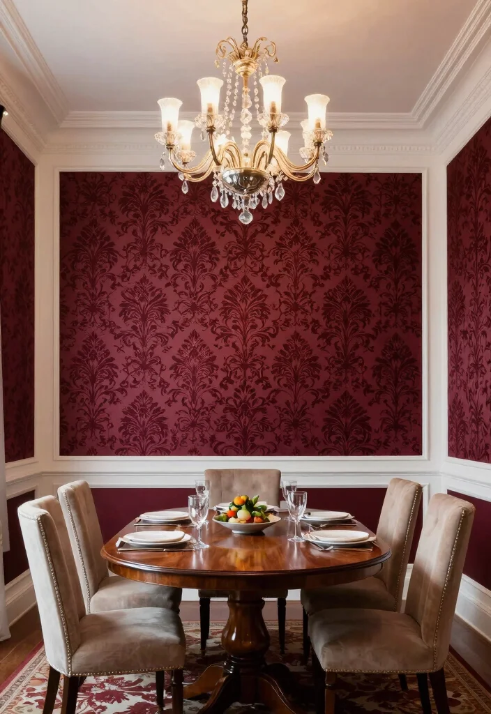 16 Wallpaper in Wall Moulding Ideas That Look Luxe - 1. Classic Damask Elegance 1