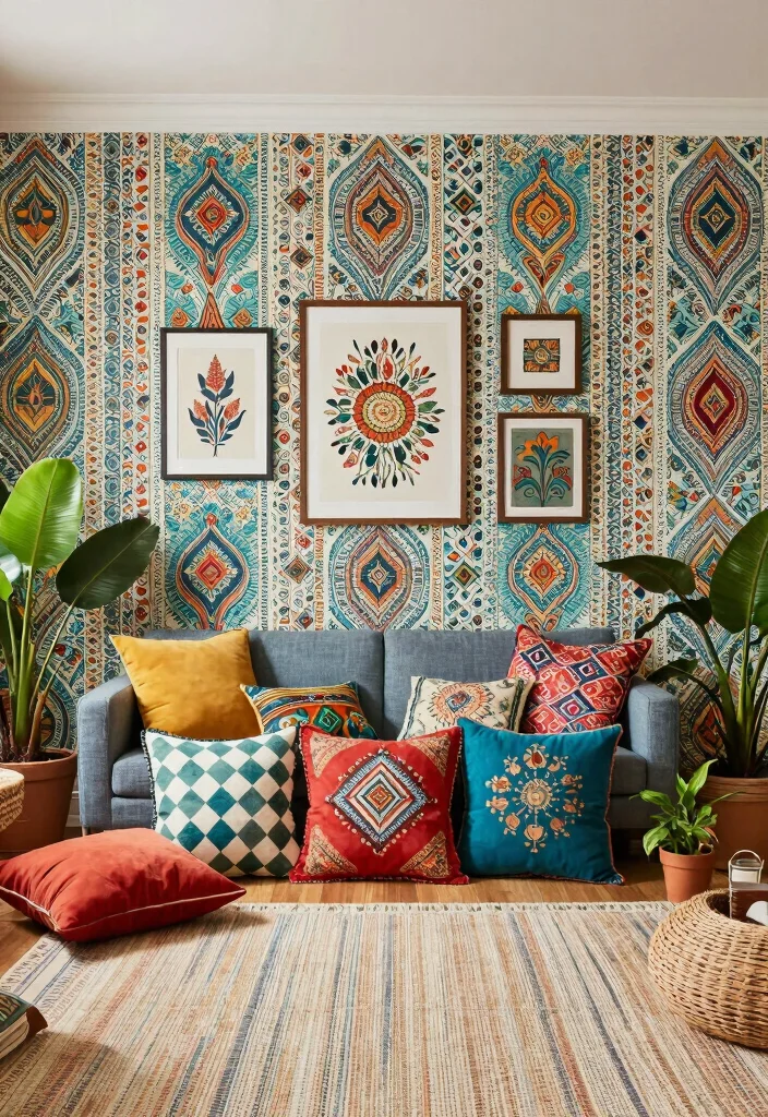 16 Wallpaper in Wall Moulding Ideas That Look Luxe - 15. Chic Bohemian Vibes 1