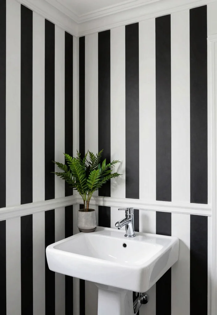 16 Wallpaper in Wall Moulding Ideas That Look Luxe - 5. Bold Stripes 1