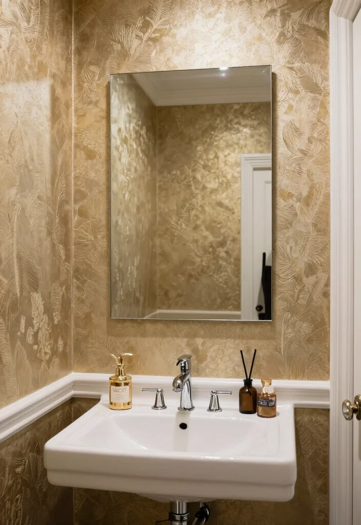 16 Wallpaper in Wall Moulding Ideas That Look Luxe - 6. Metallic Accents 1