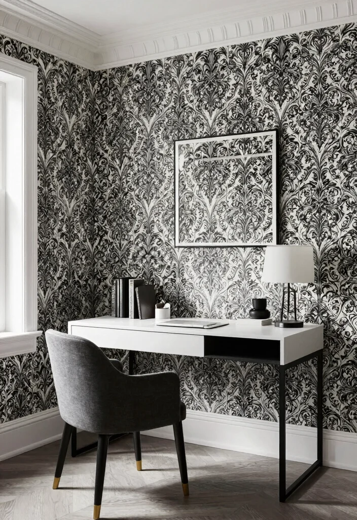 16 Wallpaper in Wall Moulding Ideas That Look Luxe - 7. Classical Monochrome 1
