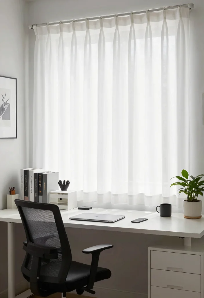 16 White Blackout Curtains Ideas That Look Clean & Chic - 10. Functional Home Office 1