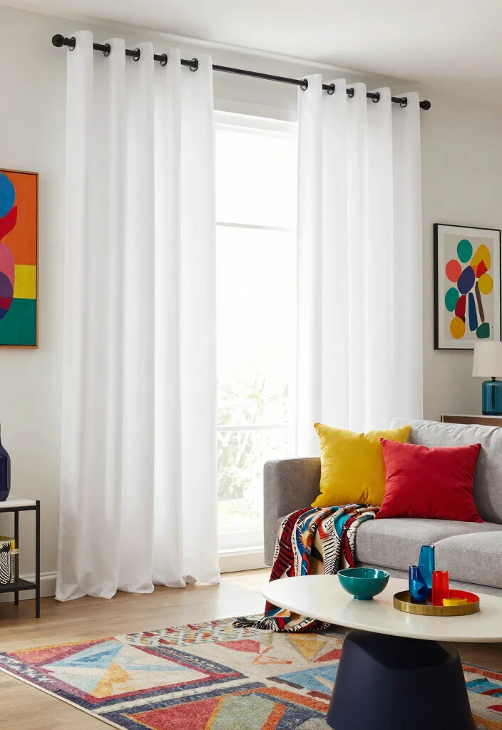 16 White Blackout Curtains Ideas That Look Clean & Chic - 3. Bold Accents 1