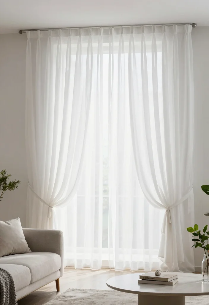 16 White Blackout Curtains Ideas That Look Clean & Chic - 4. Minimalist Layers with Sheers 1