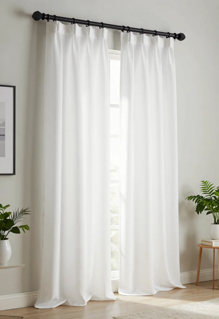 16 White Blackout Curtains Ideas That Look Clean & Chic - 5. Statement Rods and Hardware 1