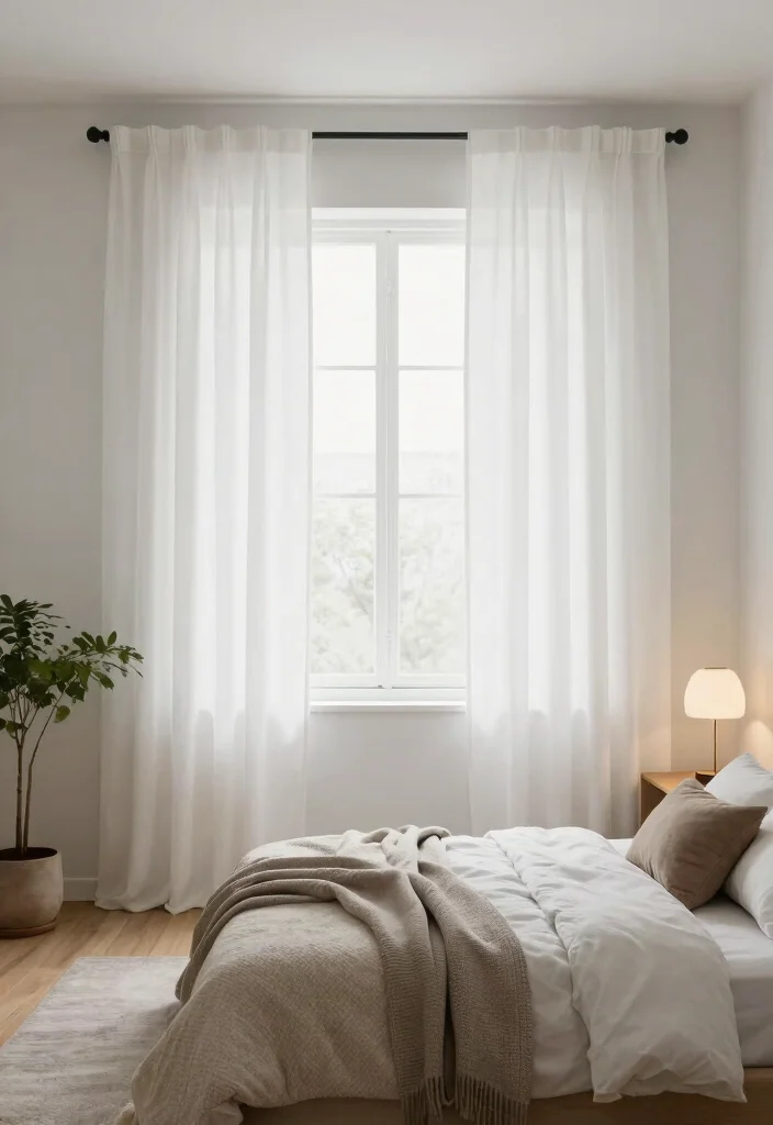 16 White Blackout Curtains Ideas That Look Clean & Chic - 6. Minimalist Bedroom Retreat 1