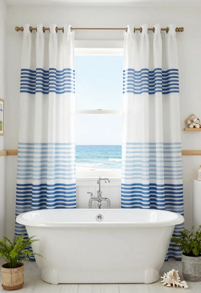 17 Bathroom Curtains Over Tub Ideas That Look Stylish - 12. Coastal Comfort 1