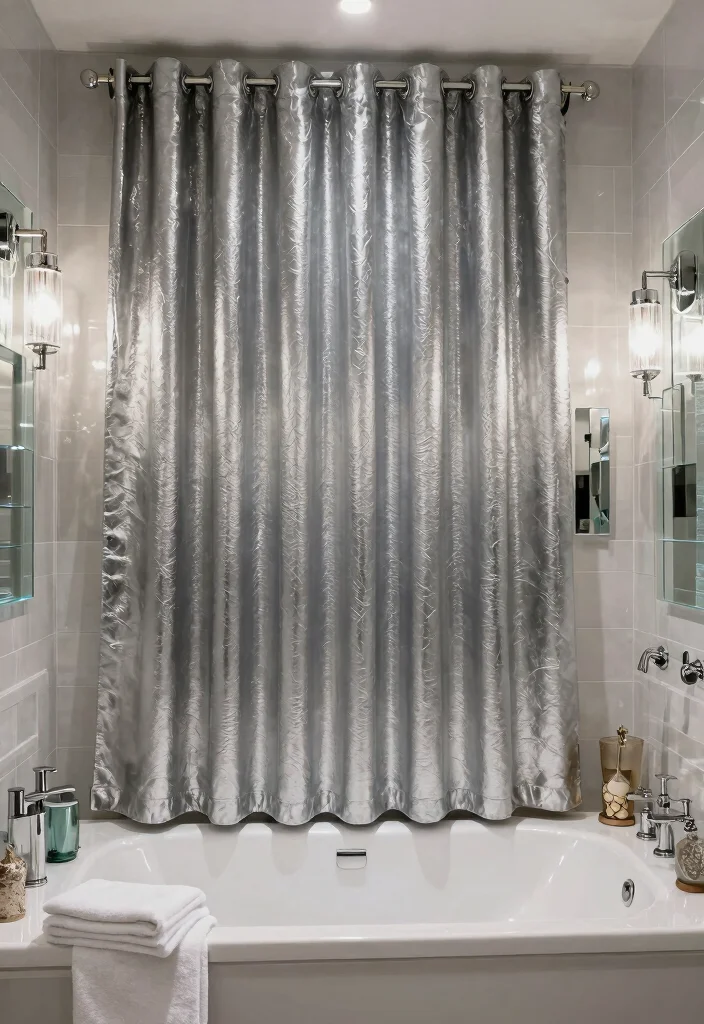 17 Bathroom Curtains Over Tub Ideas That Look Stylish - 15. Reflective Elements 1