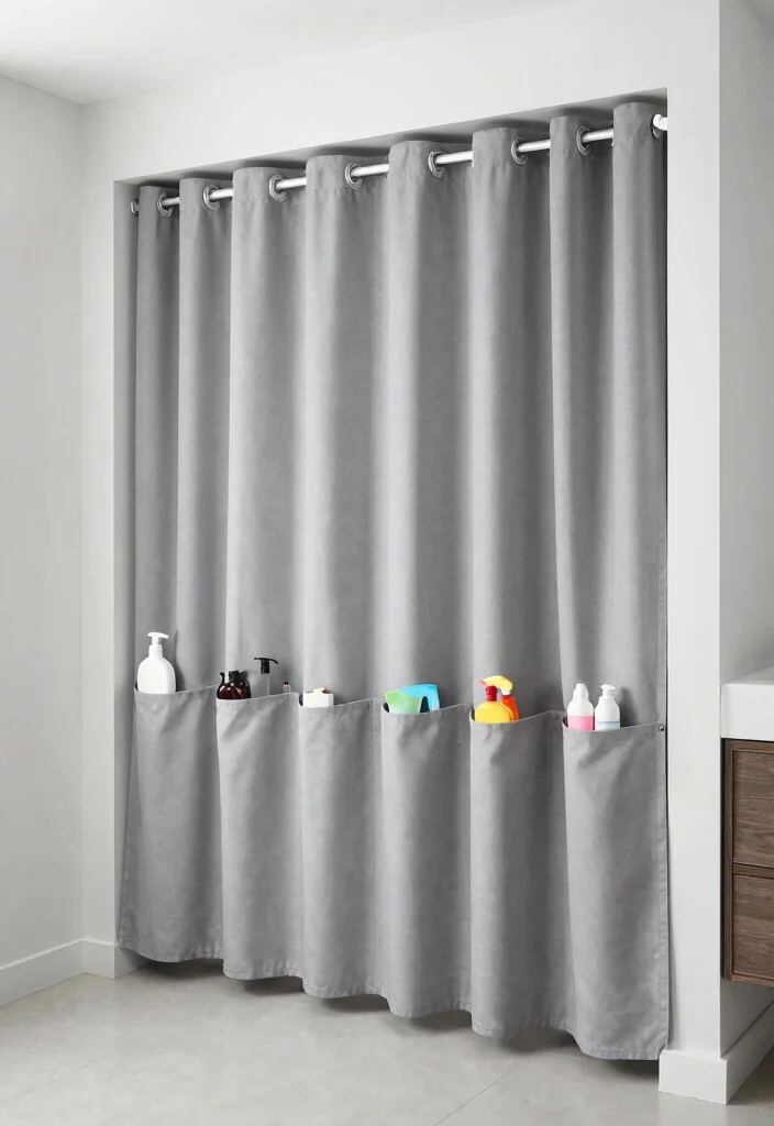 17 Bathroom Curtains Over Tub Ideas That Look Stylish - 17. Smart Storage Solutions 1