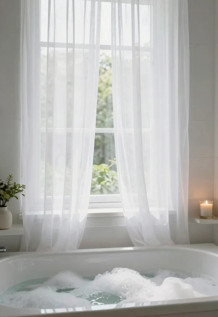 17 Bathroom Curtains Over Tub Ideas That Look Stylish - 5. Sheer Elegance 1