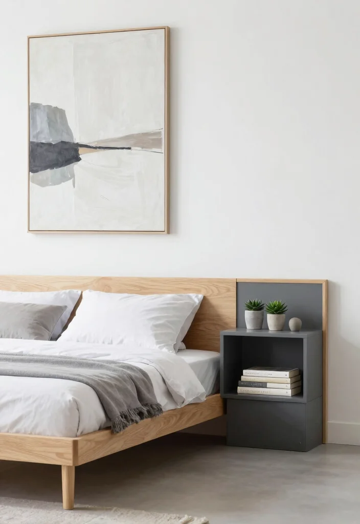 17 Bed With Bookshelf Ideas That Save Space Smartly - 2. Minimalist Platform Bed with Shelves 1