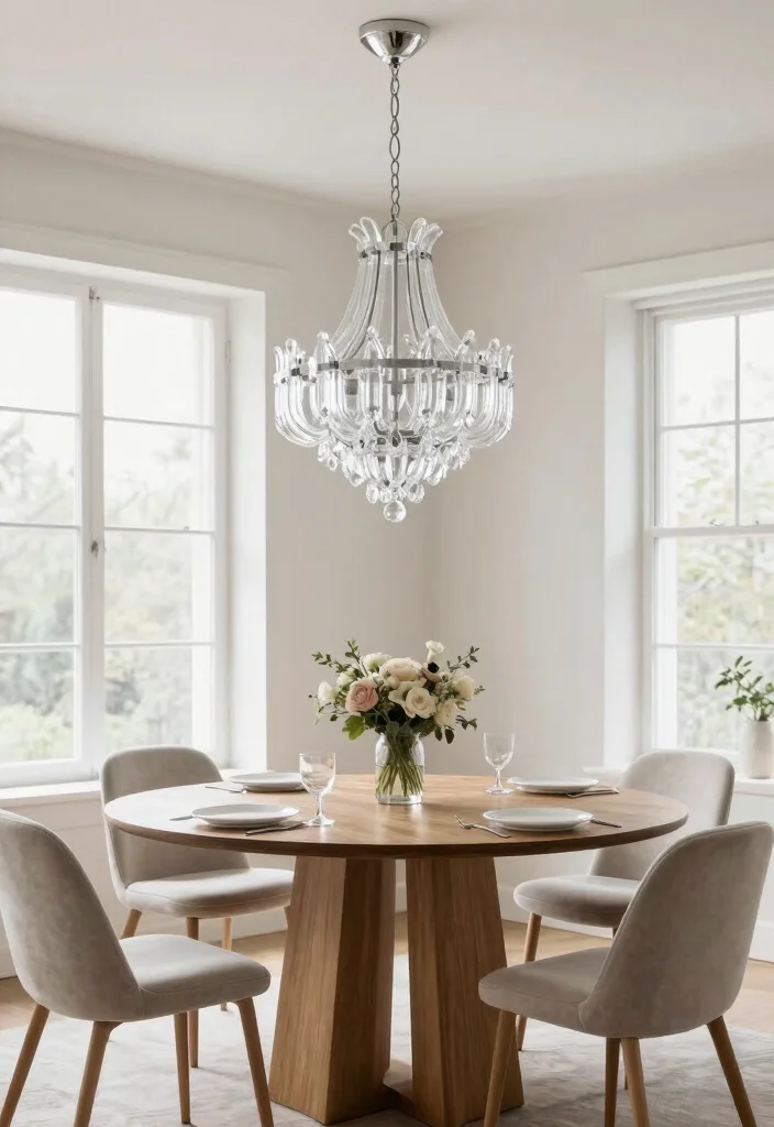 17 Glass Chandelier Dining Room Ideas With Luxe Shine - 1. Minimalist Glam with Clear Glass 1