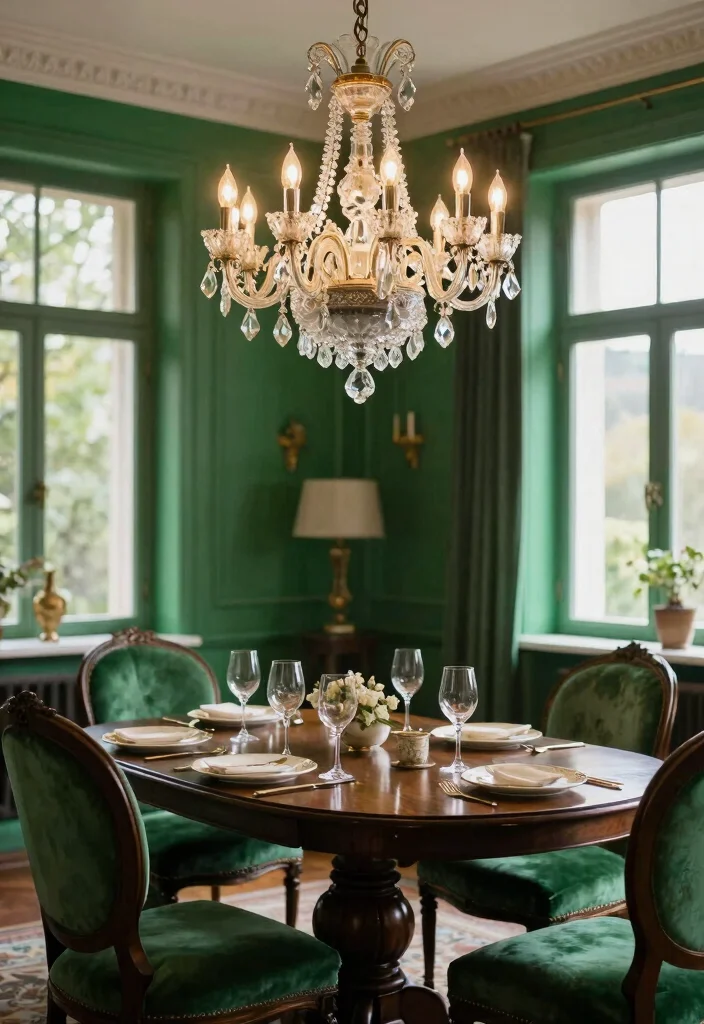 17 Glass Chandelier Dining Room Ideas With Luxe Shine - 2. Elegant Opulence with Vintage Designs 1
