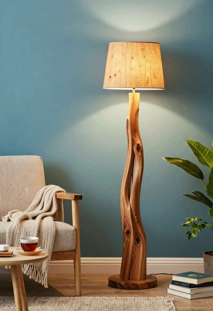 17 Lamp Living Room Ideas That Glow Beautifully - 1. Sustainable Wooden Floor Lamp 1