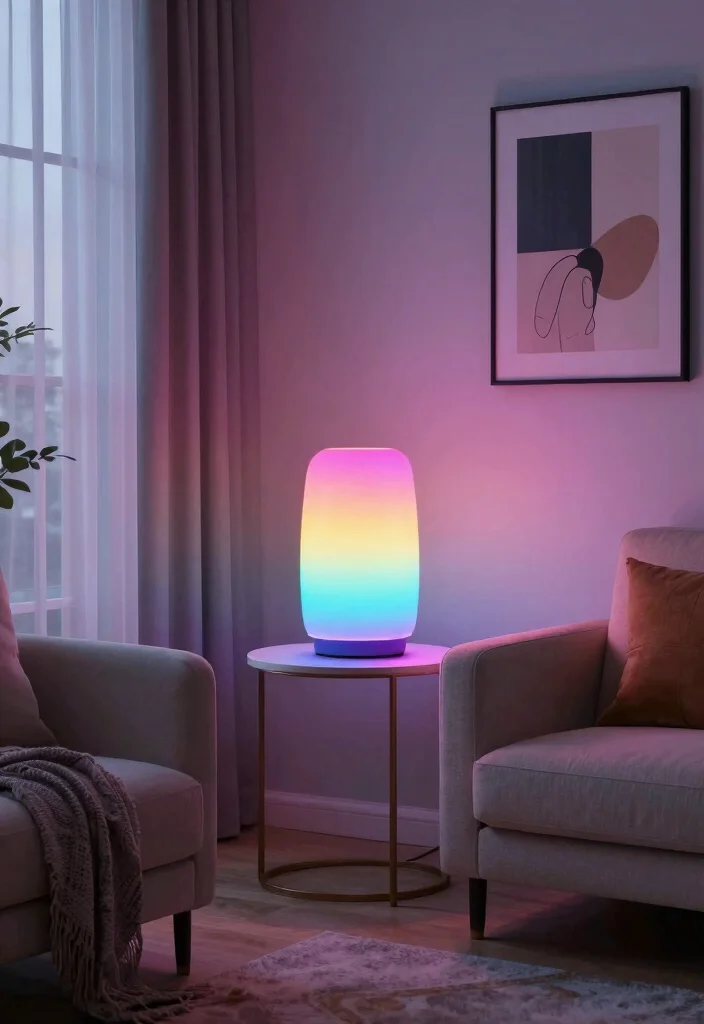 17 Lamp Living Room Ideas That Glow Beautifully - 10. Color-Changing Smart LED Lamps 1