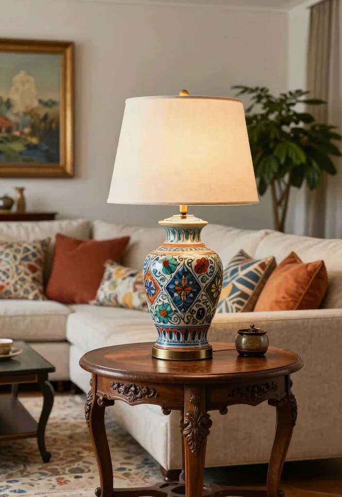 17 Lamp Living Room Ideas That Glow Beautifully - 11. Handcrafted Ceramic Table Lamp 1