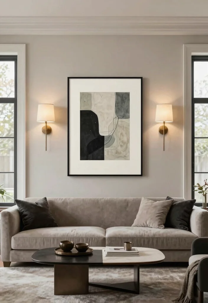 17 Lamp Living Room Ideas That Glow Beautifully - 14. Artistic Sconce Wall Lamps 1