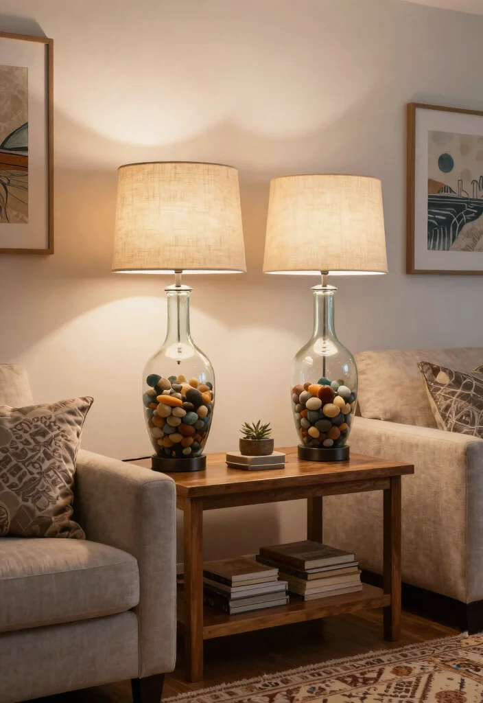 17 Lamp Living Room Ideas That Glow Beautifully - 4. Upcycled Glass Bottle Lamps 1