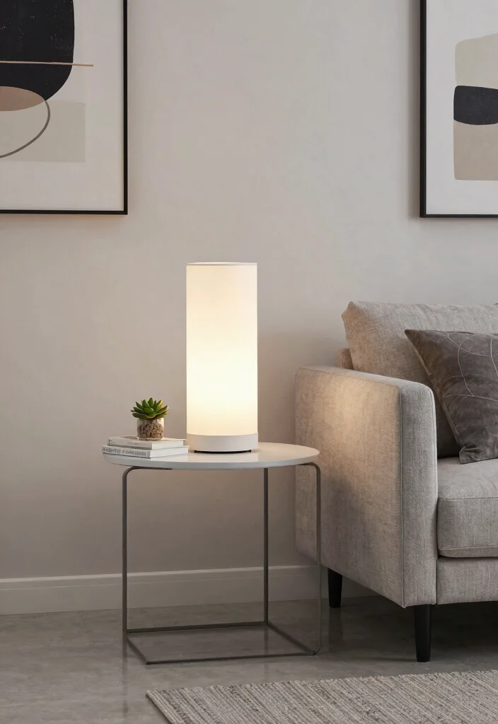 17 Lamp Living Room Ideas That Glow Beautifully - 8. Minimalist Cylinder Table Lamp 1