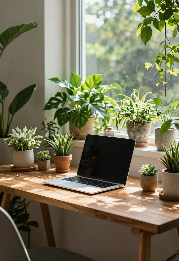 17 Programming Desk Setup Ideas That Boost Focus - 3. Nature-Inspired Workspace 1