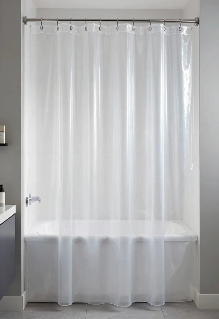 17 Using Curtains as Shower Curtains Ideas That Feel Creative - 11. Transparent Plastic for a Modern Twist 1