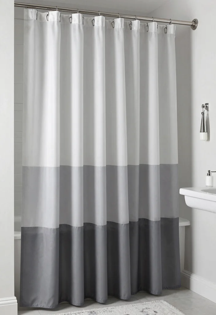 17 Using Curtains as Shower Curtains Ideas That Feel Creative - 13. Monochromatic Layers for a Chic Look 1