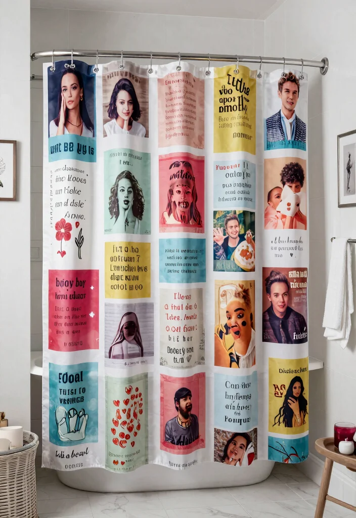 17 Using Curtains as Shower Curtains Ideas That Feel Creative - 17. DIY Fabric Transfers for a Personalized Look 1