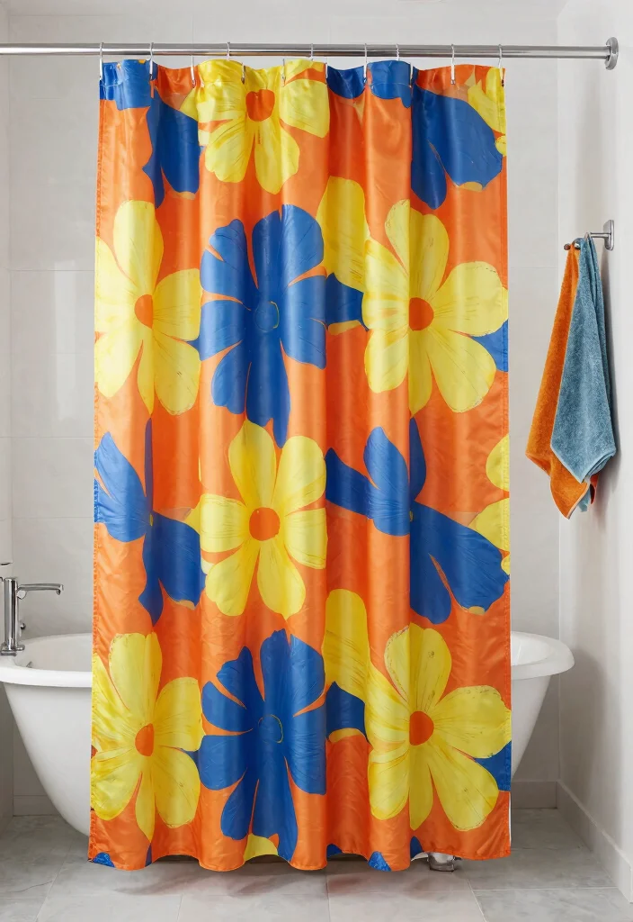 17 Using Curtains as Shower Curtains Ideas That Feel Creative - 2. Bold Prints for a Statement Look 1