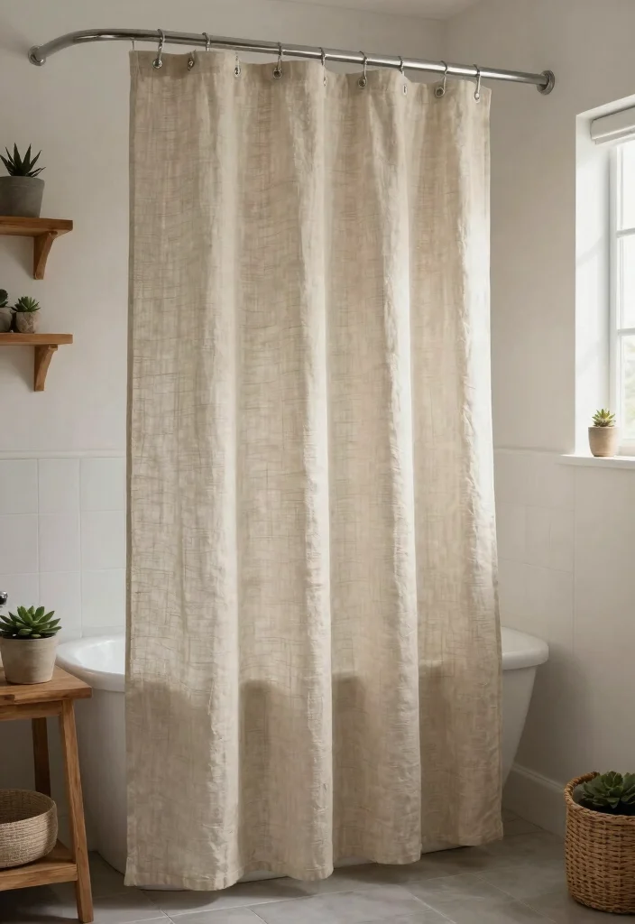 17 Using Curtains as Shower Curtains Ideas That Feel Creative - 5. Natural Fibers for Eco-Friendly Charm 1