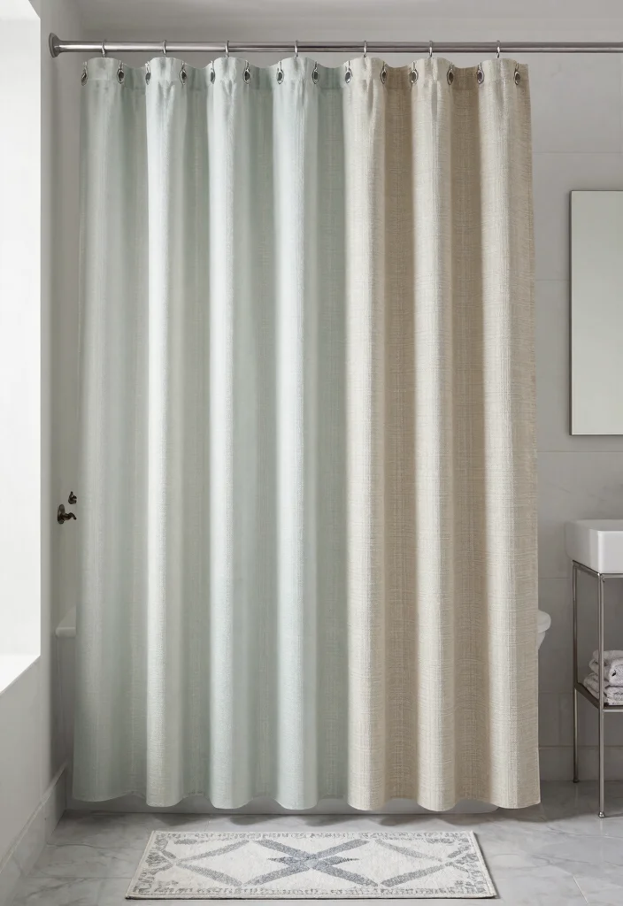 17 Using Curtains as Shower Curtains Ideas That Feel Creative - 6. Curtain Panels for a Layered Effect 1