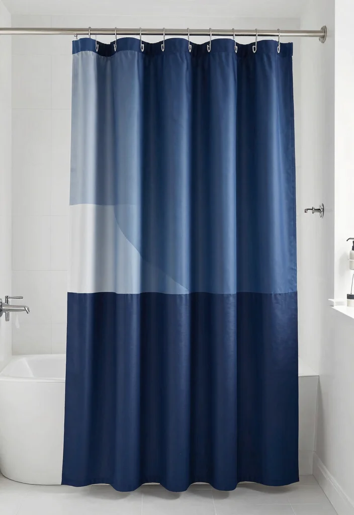 17 Using Curtains as Shower Curtains Ideas That Feel Creative - 7. Color Blocked Curtains for a Modern Edge 1