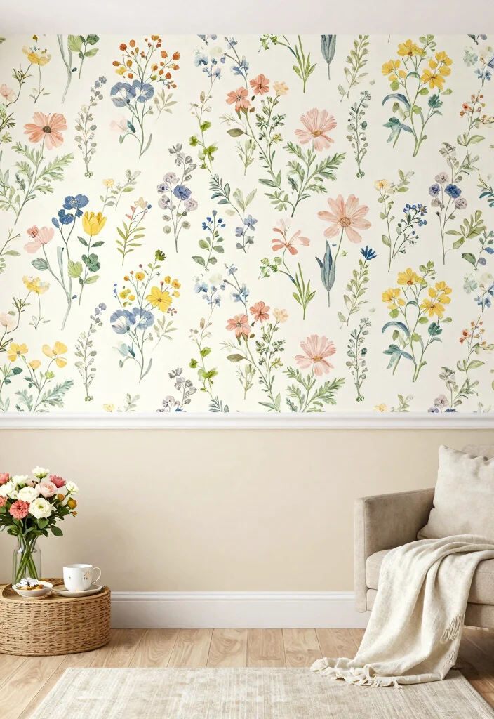 17 Wallpaper Top Half of Wall Ideas That Add Interest - 12. Seasonal Themes for a Fresh Change 1