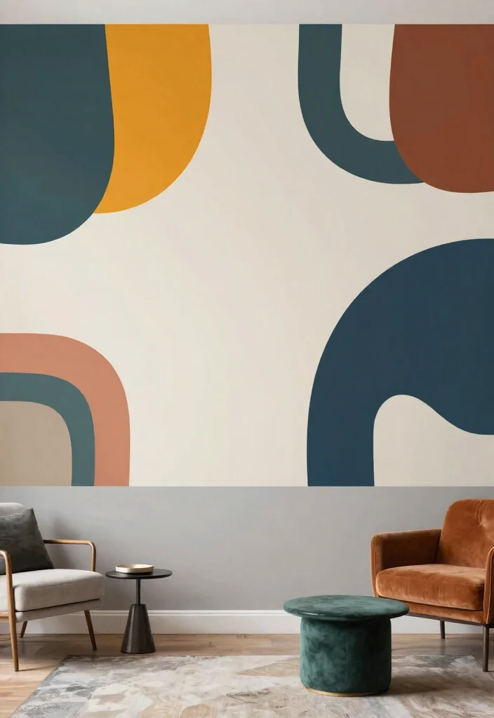 17 Wallpaper Top Half of Wall Ideas That Add Interest - 15. Abstract Patterns for a Modern Touch 1
