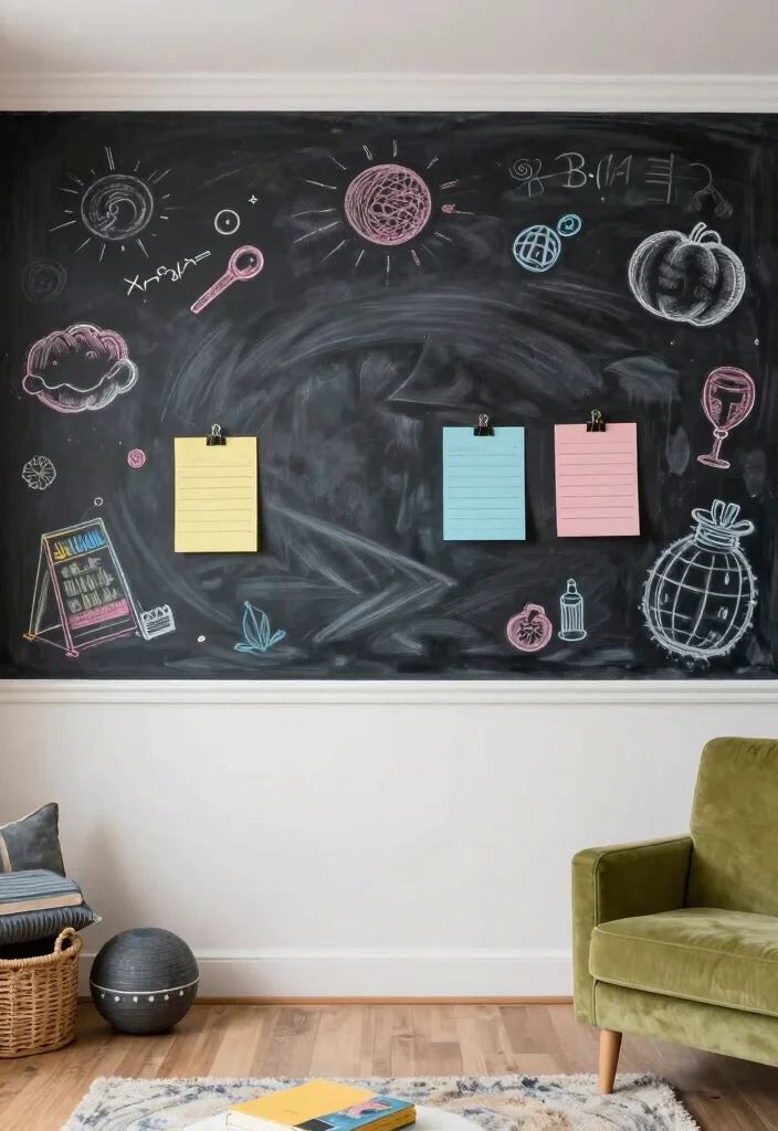 17 Wallpaper Top Half of Wall Ideas That Add Interest - 16. Chalkboard Wallpaper for Creativity 1