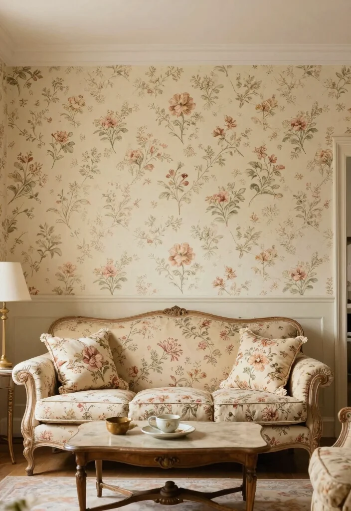 17 Wallpaper Top Half of Wall Ideas That Add Interest - 2. Vintage Floral for a Touch of Charm 1