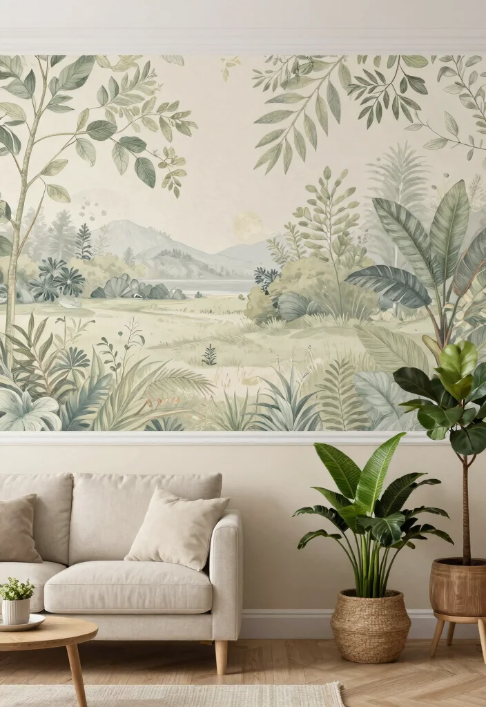 17 Wallpaper Top Half of Wall Ideas That Add Interest - 5. Nature-Inspired Designs for Tranquility 1