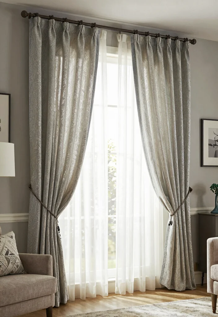 18 Curtains With Rings Ideas for an Elegant Finish - 13. Layered Look with Contrasting Curtains 1