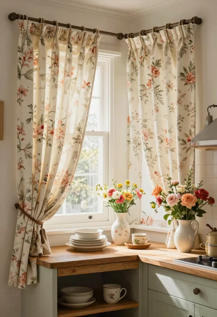 18 Curtains With Rings Ideas for an Elegant Finish - 14. Vintage Floral Prints 1