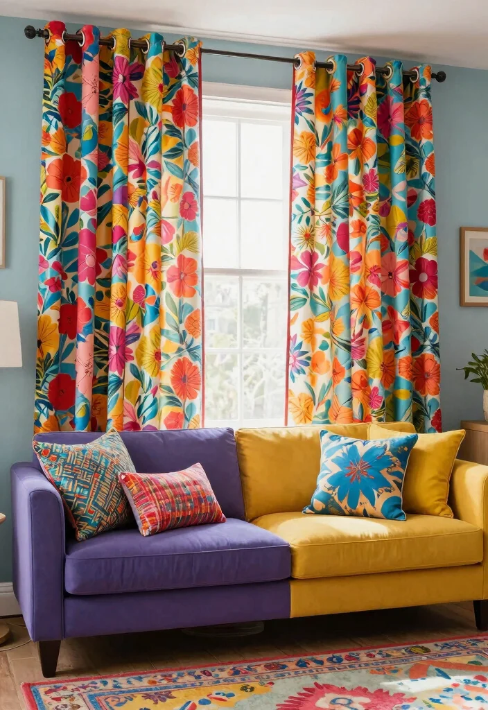 18 Curtains With Rings Ideas for an Elegant Finish - 2. Bold and Colorful Patterns 1