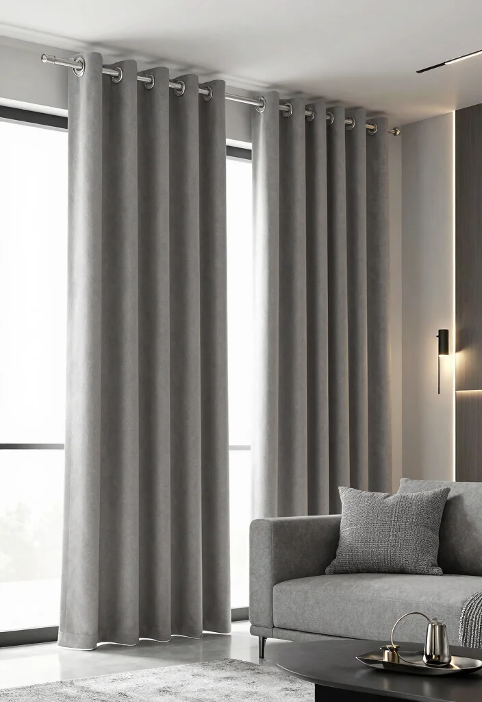 18 Curtains With Rings Ideas for an Elegant Finish - 3. Soft Gray with Silver Rings 1