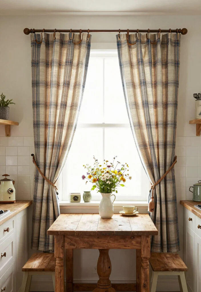 18 Curtains With Rings Ideas for an Elegant Finish - 6. Farmhouse Charm with Plaid Patterns 1