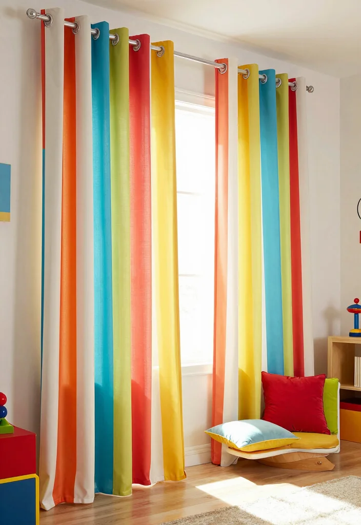 18 Curtains With Rings Ideas for an Elegant Finish - 8. Bold Striped Design 1