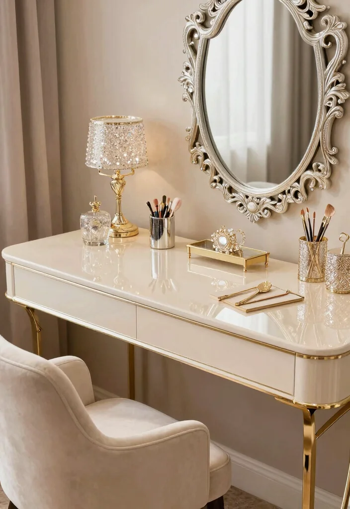 18 Girl Desk Setup Ideas That Look Cute & Organized - 14. Glamorous Workspace 1
